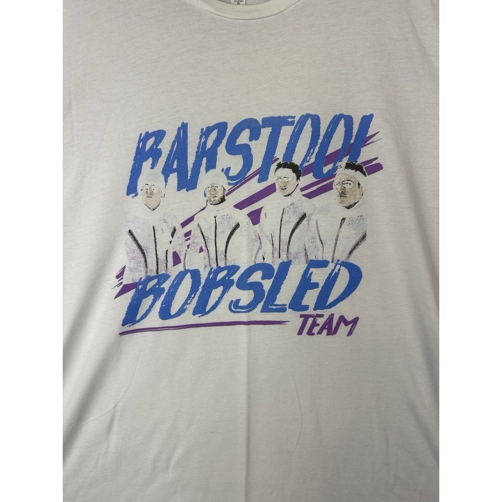 Barstool Bobsled Team T Shirt Adult XL White Barstool Sports Bella Canvas